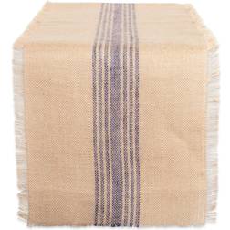 Design Imports Middle Stripe Burlap Tablecloth Beige (274.32x35.56)