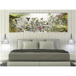 Arkiio Hummingbirds Dance (1 Part) Green Narrow 120x40 Tavla