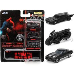 Jada The Batman 1.65" Scale Nano Hollywood Rides: Batmobile, Batcycle, Chevy Corvette Die-Cast Vehicles