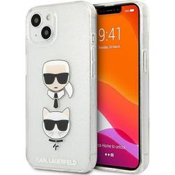 Karl Lagerfeld as Lagerfeldas KLHCP13SKCTUGLS iPhone 13 mini 5,4 coliu storas/sidabrinis kietas deklas Glitter Karl`s Choupette