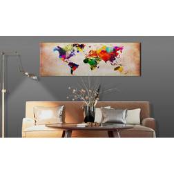 Arkiio World Map Colourful Ramble 135x45 Tavla