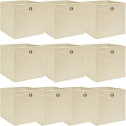 vidaXL 10 pcs Cream 32x32x32 cm Fabric Cream Storage Box