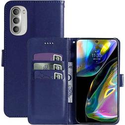 CaseOnline Wallet cover 3-kort Motorola Moto G82 5G Mørkeblå