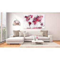 Arkiio World Map Red Watercolors (1 Part) Wide 90x60 Tavla