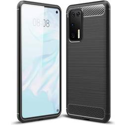 Carbon Case Flexible Cover TPU Case til Huawei P40 Pro Sort