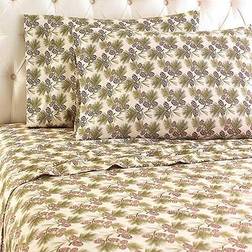 Micro Flannel Printed Pinecone Bed Sheet Brown (274.32x233.68cm)