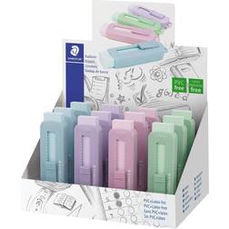 Staedtler Viskelæder pvc frit m/skub funktion ass pastel (12 stk) viskelæder