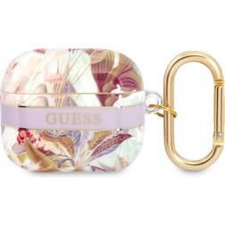 Guess AirPods 3 Cover Flower Print & Gold Hook Lilla