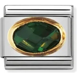 Nomination Composable Classic Faceted Stone Link - Silver/Gold/Green