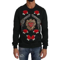 Dolce & Gabbana Crystal Heart Roses Gun Sweater IT52