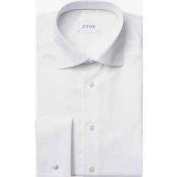 Etón Chemise Blanche En Twill Signature – Col Cutaway Ouvert