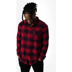 Urban Classics Men's Oversized Checked Grunge Shirt, Black/red