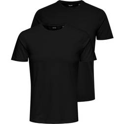 Only & Sons Onsbasic Slim O-neck 2-pack T-shirt Uomo Nero