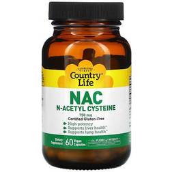 Country Life NAC N-Acetyl Cysteine 750 mg 60 Vegetarian Capsules 60 pcs