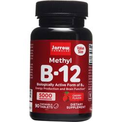 Jarrow Formulas Methyl B-12, Cherry, 5,000 mcg, 90 Chewable Tablets