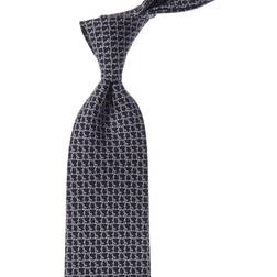 Ferragamo Gancini Print Silk Necktie - Blue