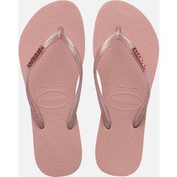 Havaianas Women's Slim Logo Metallic Flip Flops Crocus Rose/Apricot