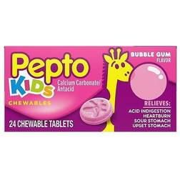 Pepto Bismol Kids Chewables Bubble Gum 24 Chewable Tablets