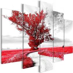 Arkiio Tree near the Road (5 Parts) Red 100x50 Tavla