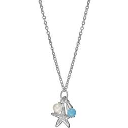 Fossil Elliot Sea Stars Chalcedony & Freshwater Pearl Necklace JFS00573040