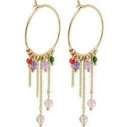 Pilgrim Peace Semi Precious Stone Hoop Earrings Goldplated Dam Örhängen One
