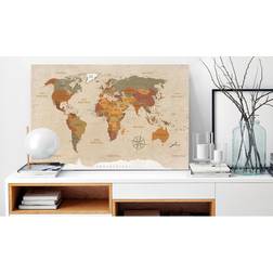 Arkiio World Map Beige Chic 60x40 Tavla