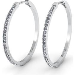 Smykkekæden Creol 14 Karat Vitguld Örhängen Med Diamanter - 0,26 Carat Vitguld