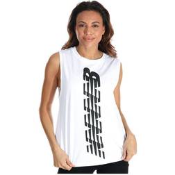 New Balance Relentless Cinched Back Graphic Tanktop - Wit