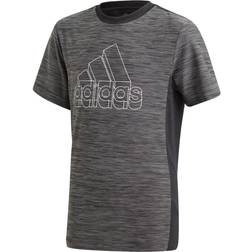 Adidas Boys Aeroready Heather Tee Black/Grey Four/White