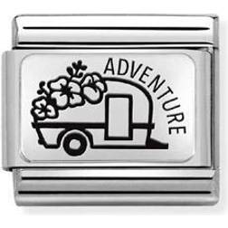 Nomination Composable Classic Link Caravan with Flowers - Silver/Black