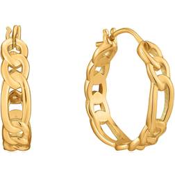 Ania Haie Chain Reaction Shiny Figaro Chain Hoop Earrings E021-04G