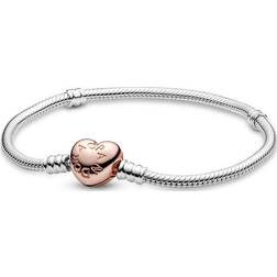 Pandora Moments Heart and Snake Link Bracelet - Silver/Rose Gold