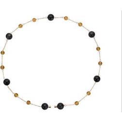 Christina forgyldt Connection Halskæde, Obsidian & smoke quartz model 1680-C-02G