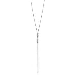 Guess 16-18" rhodium plated necklace with vertical coiled SwarovskiÂ crystal charm