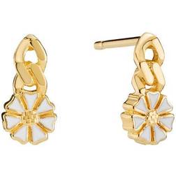 Lund Copenhagen Marguerit Gilt Earrings - Gold/White