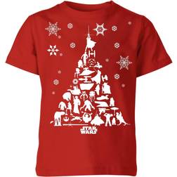 Star Wars Character Christmas Tree Kids' T-Shirt - Red