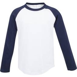 Skinni Minni Childrens/Kids Long Sleeve Baseball T-Shirt (7-8 Years) (White Oxford Navy)