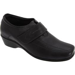 Mod Comfys Touch Fastening Softie Leather Casual Shoes - Black