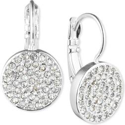 Anne Klein Womens Silver-Tone/Crystal Pave Drop Earrings