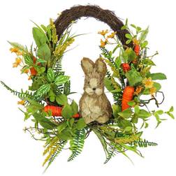 National Tree Company 16 in. Bunny on Carrot Decorated Easter Wreath Figurine