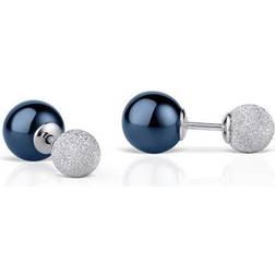 Bering Ceramic Stud Earrings - Silver/Blue