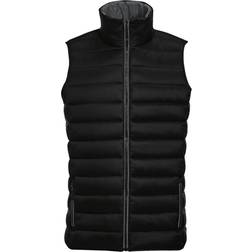 SOLS Mens Wave Padded Water Repellent Bodywarmer/Gilet (Black)