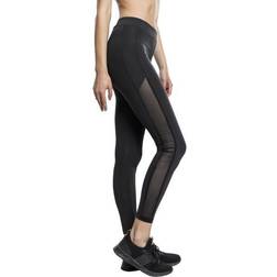 Urban Classics Women's Ladies Tech Mesh Stripe Leggings Skinny Leggings, (Black 7)