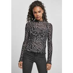 Urban Classics AOP Mesh Turtleneck Långärmad T-shirt - Asphalt/Svart