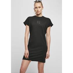 Urban Classics Ladies Ladies Cut On Sleeve Printed Tee Dress black/black