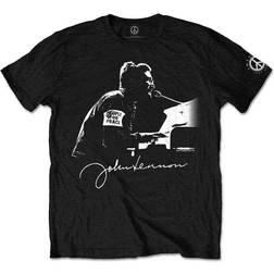 John Lennon Men's People for Peace T-Shirt, (Black Black) (Size:Small)