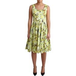 Dolce & Gabbana Floral Cotton Stretch Gown Dress Yellow