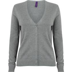 Henbury Cardigan con bottoni con scollo a V da donna/signora - Nero/Blu