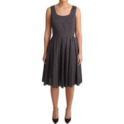 Dolce & Gabbana Elegant Floral A-Line Dress Blå