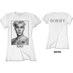 Justin Bieber Ladies T-Shirt/Sorry Ladies (Back Print) (Medium)